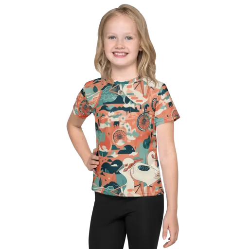 Bicycle Lagoon on a Kids Crew Neck T-Shirt