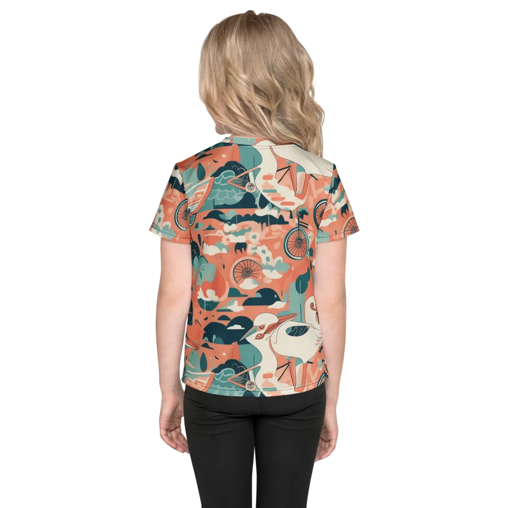 Bicycle Lagoon on Kids Crew Neck T-Shirt — Back