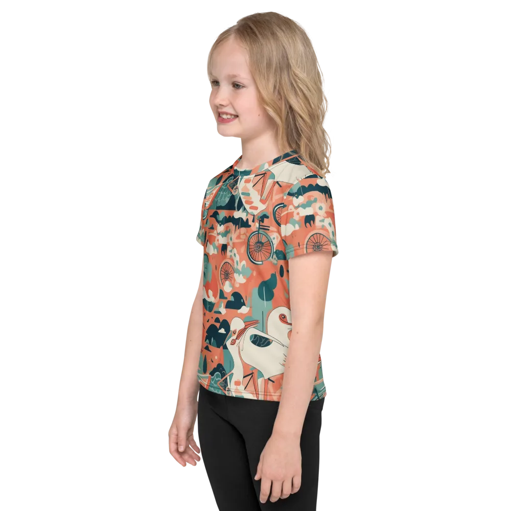Bicycle Lagoon on Kids Crew Neck T-Shirt — Left