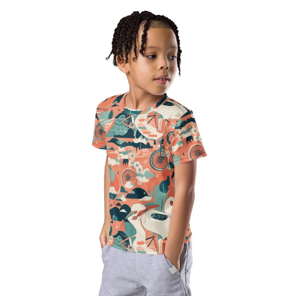 Bicycle Lagoon on Kids Crew Neck T-Shirt — Left Front