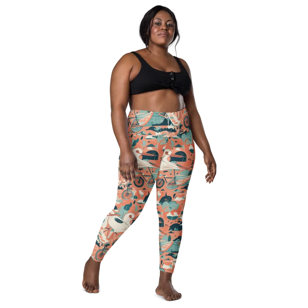 Bicycle Lagoon on Leggings with Pockets — Front