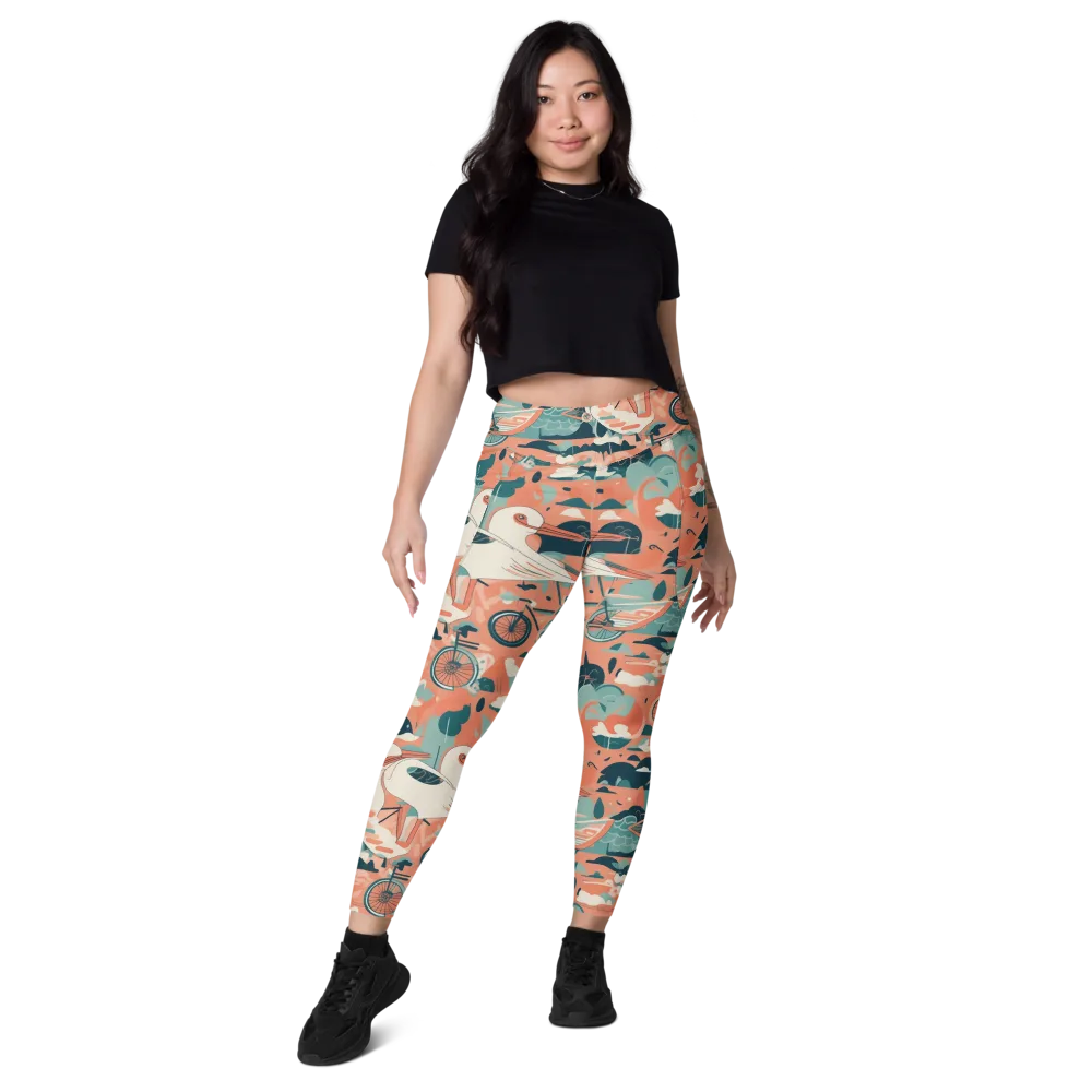 Bicycle Lagoon on Leggings with Pockets — Front