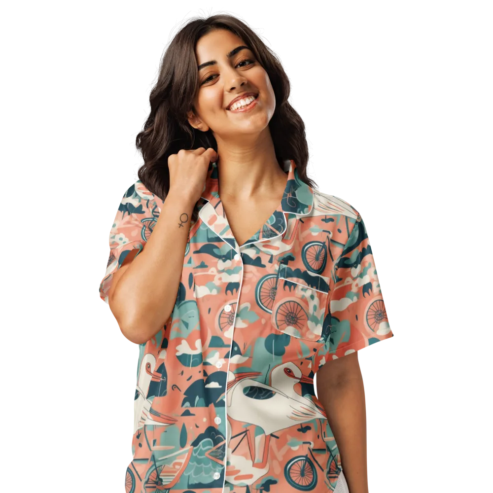 Bicycle Lagoon on Women's Short Sleeve Pajama Top — Front