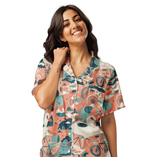 Bicycle Lagoon on a Women's Short Sleeve Pajama Top