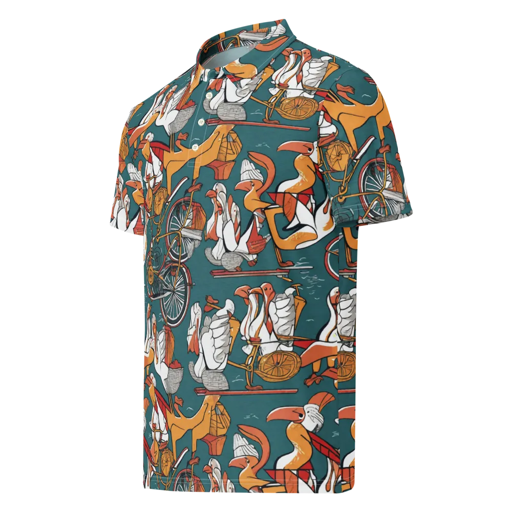 Pelican Velodrome on Men's Slim Fit Polo Shirt — Left Front