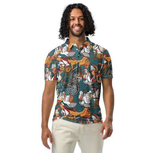 Pelican Velodrome on a Men's Slim Fit Polo Shirt
