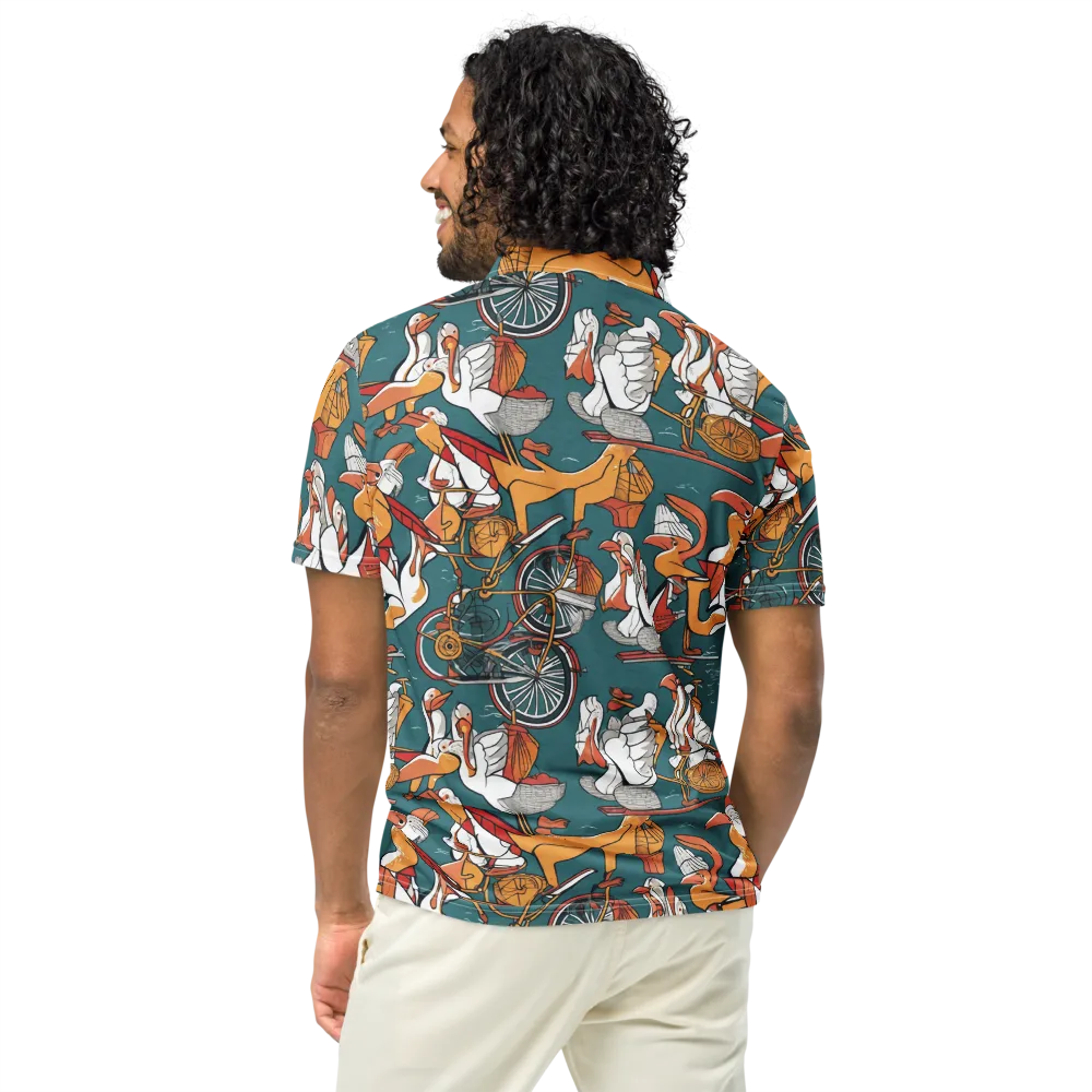 Pelican Velodrome on Men's Slim Fit Polo Shirt — Back