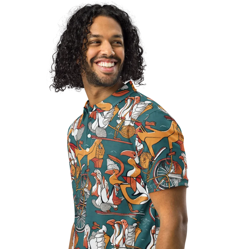 Pelican Velodrome on Men's Slim Fit Polo Shirt — Left Front