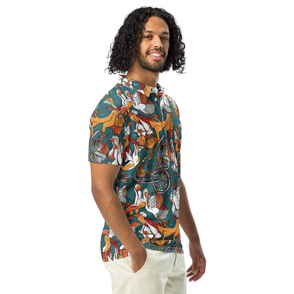 Pelican Velodrome on Men's Slim Fit Polo Shirt — Right Front
