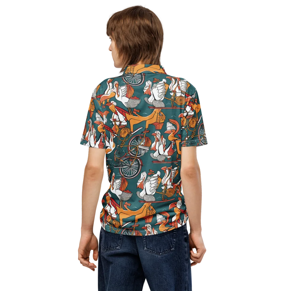 Pelican Velodrome on Men's Slim Fit Polo Shirt — Back