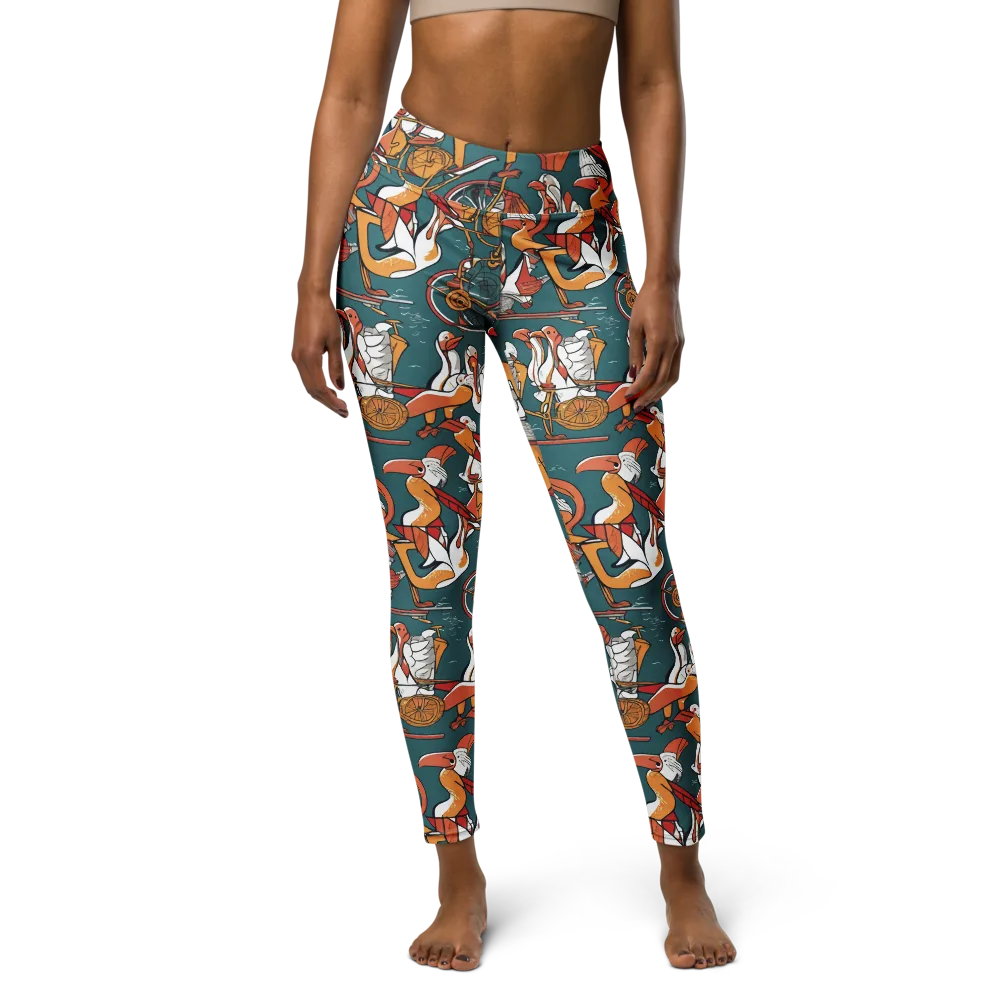 Pelican Velodrome on Yoga Leggings — Front