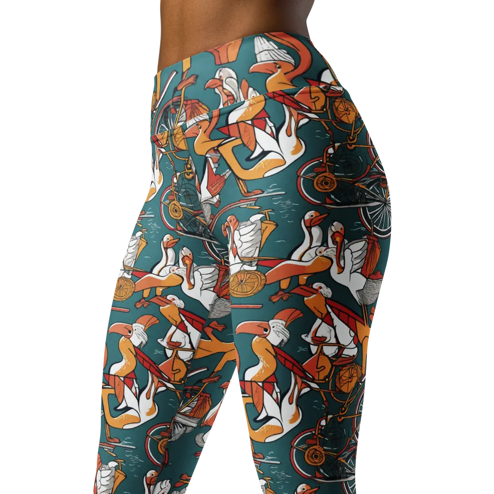 Pelican Velodrome on Yoga Leggings — Left Front