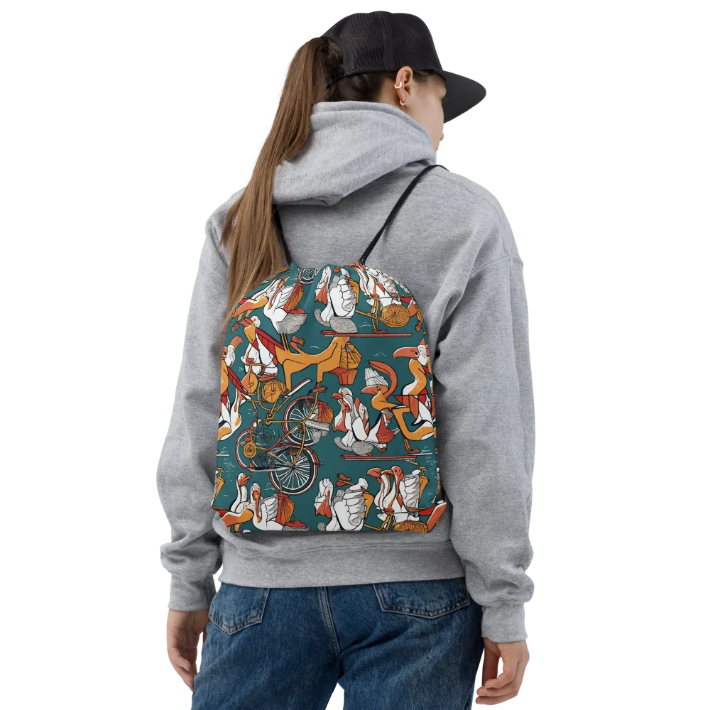 Pelican Velodrome on Drawstring Bag — Front