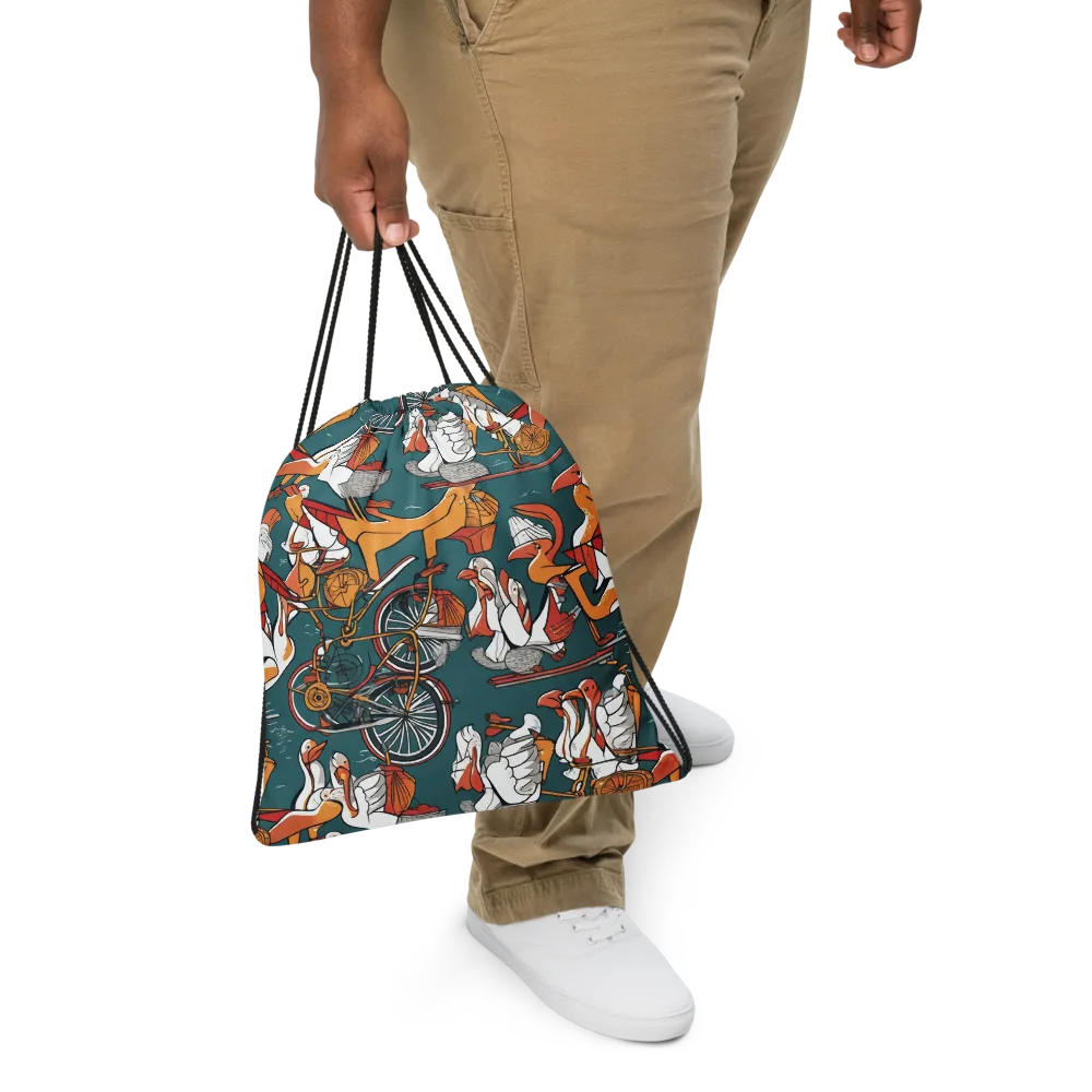 Pelican Velodrome on Drawstring Bag — Front