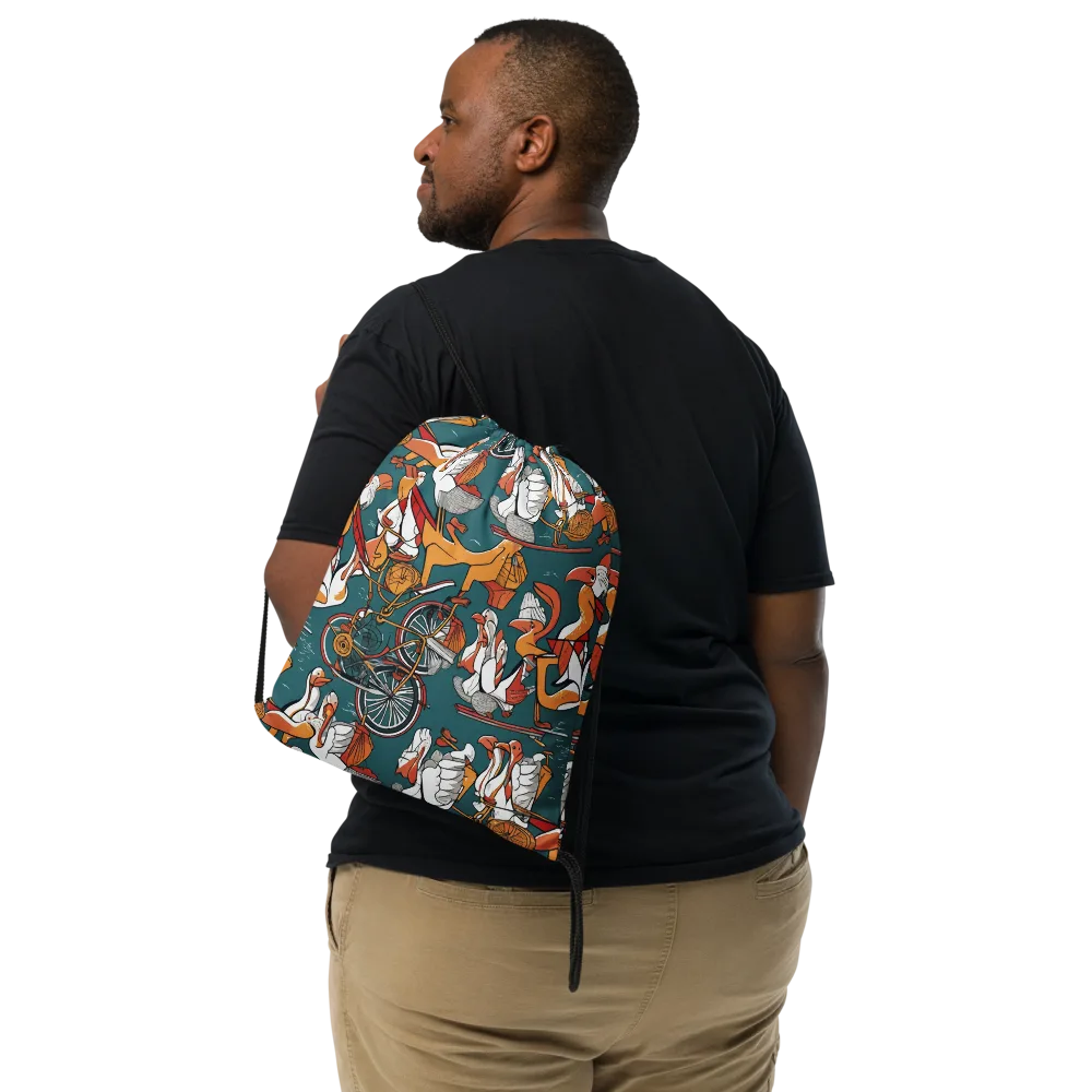 Pelican Velodrome on Drawstring Bag — Front
