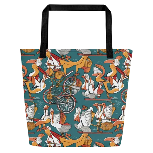 Pelican Velodrome on a Large Tote Bag W/ Pocket