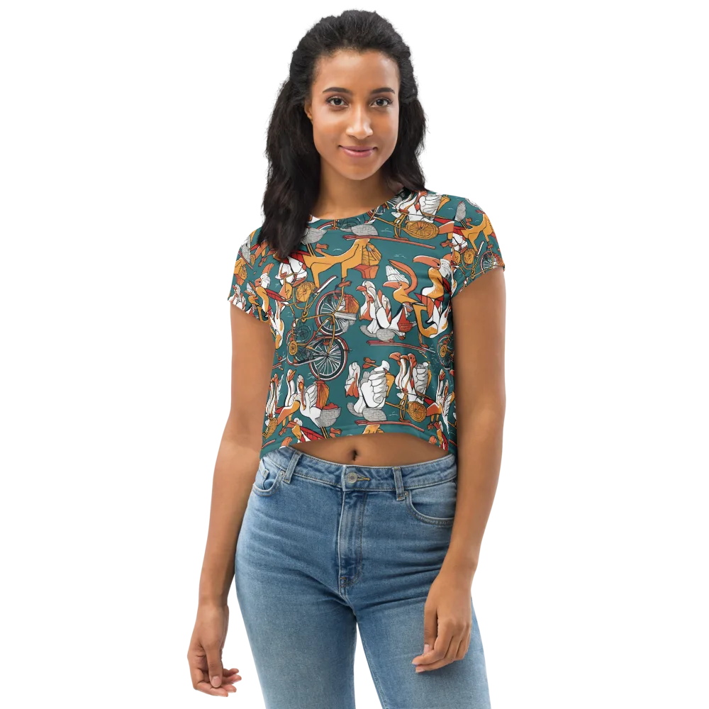 Pelican Velodrome on Crop Tee — Front