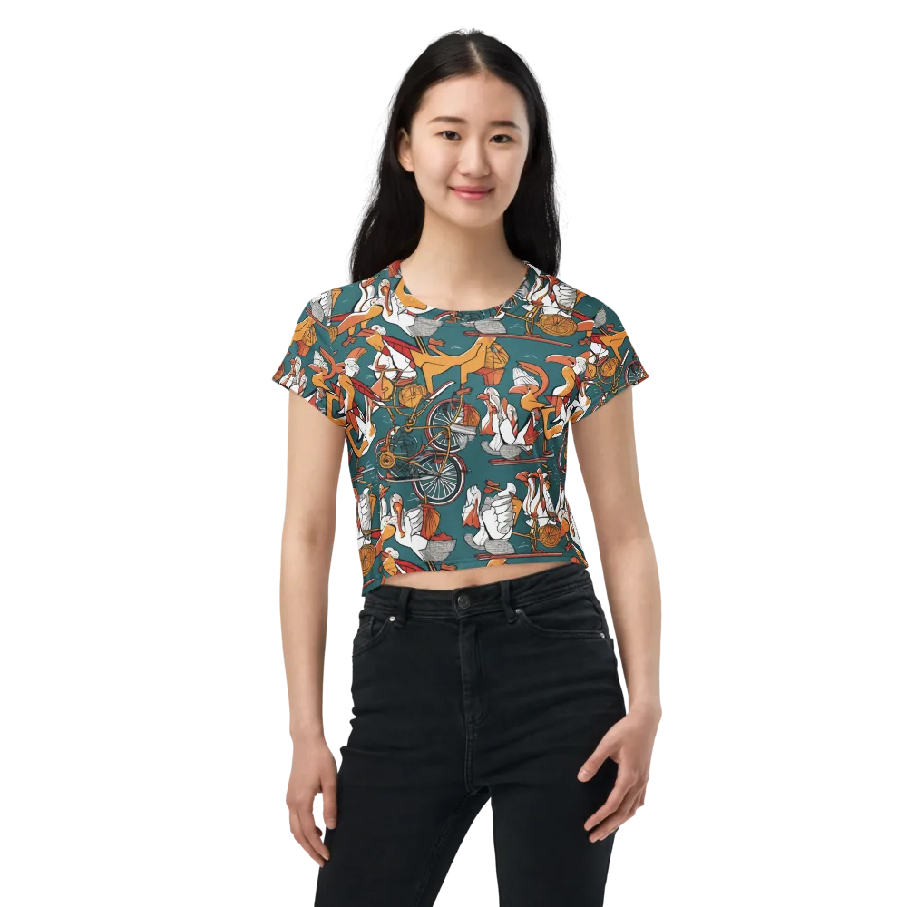 Pelican Velodrome on Crop Tee — Front
