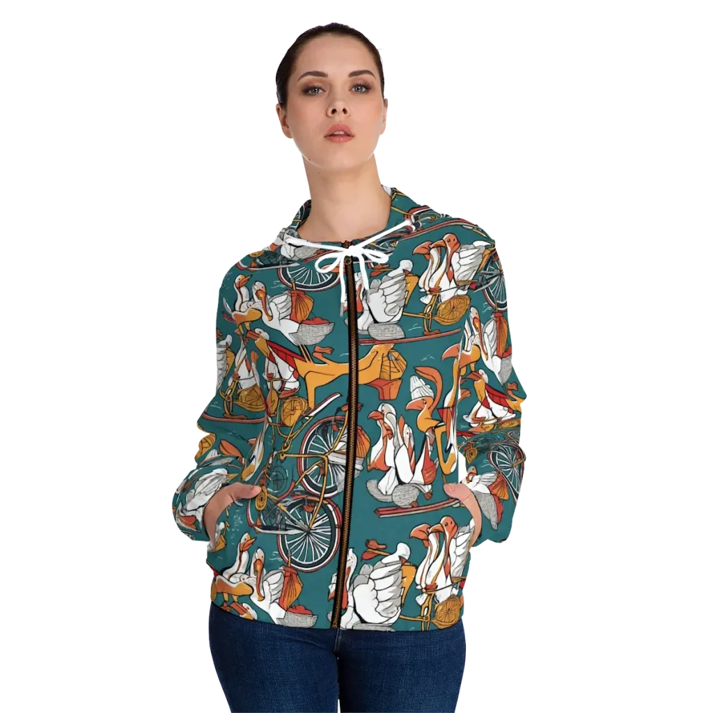 Pelican Velodrome on Women's Full-Zip Hoodie — Front On Person