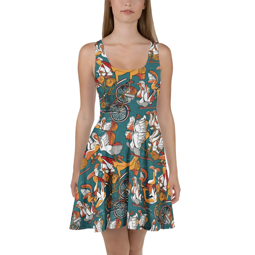 Pelican Velodrome on Skater Dress — Front