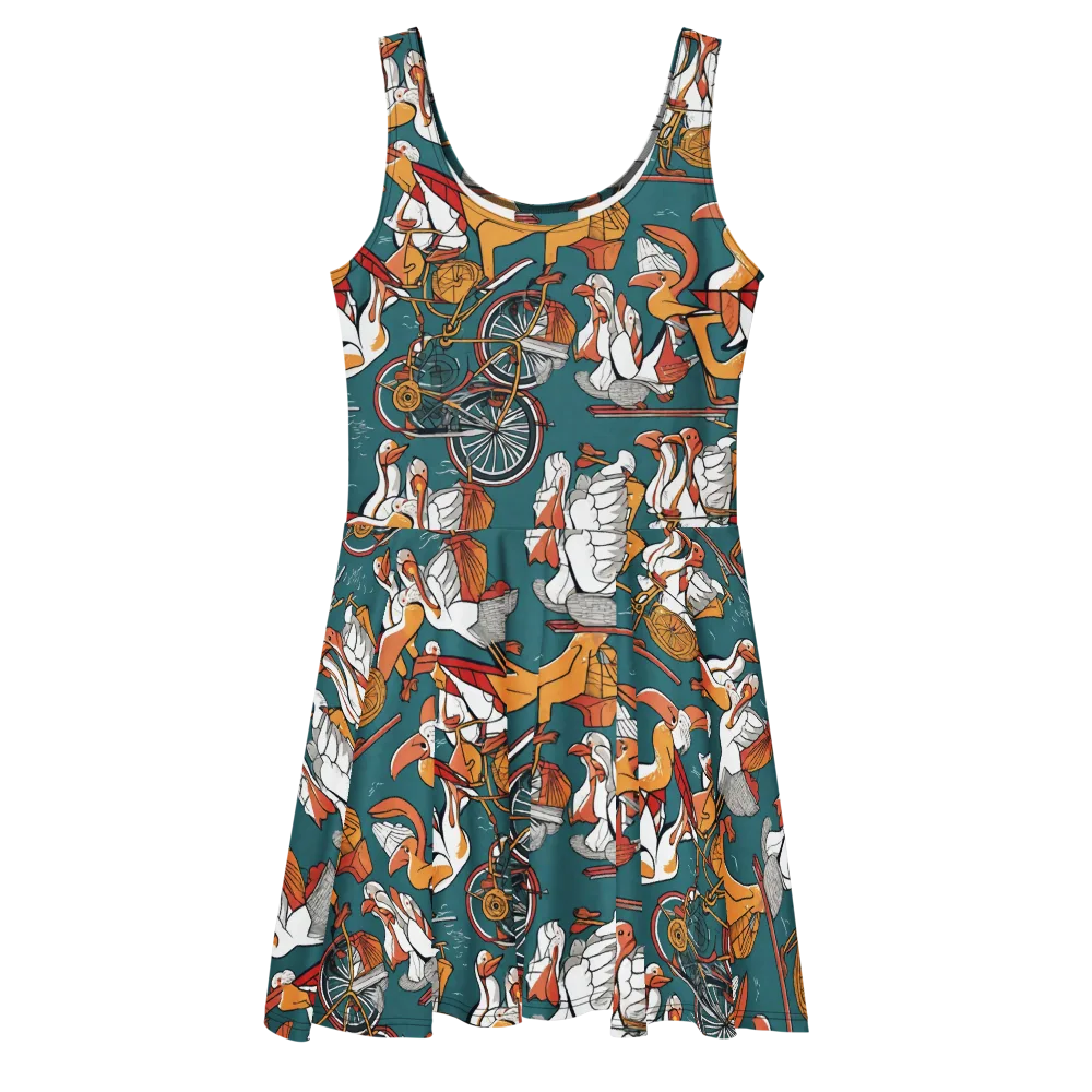 Pelican Velodrome on Skater Dress — Front