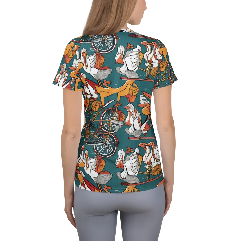 Pelican Velodrome on Women's Athletic T-Shirt — Back