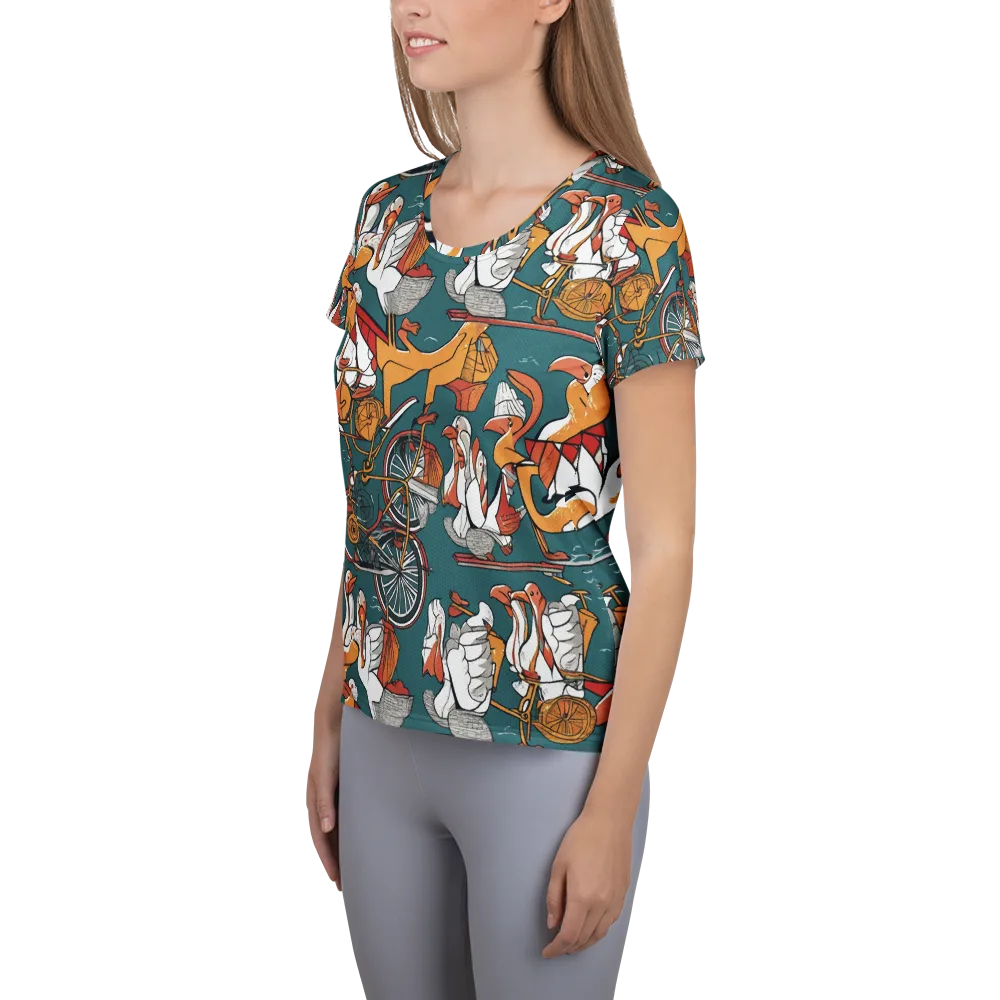 Pelican Velodrome on Women's Athletic T-Shirt — Left