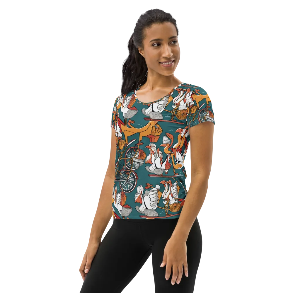 Pelican Velodrome on Women's Athletic T-Shirt — Left