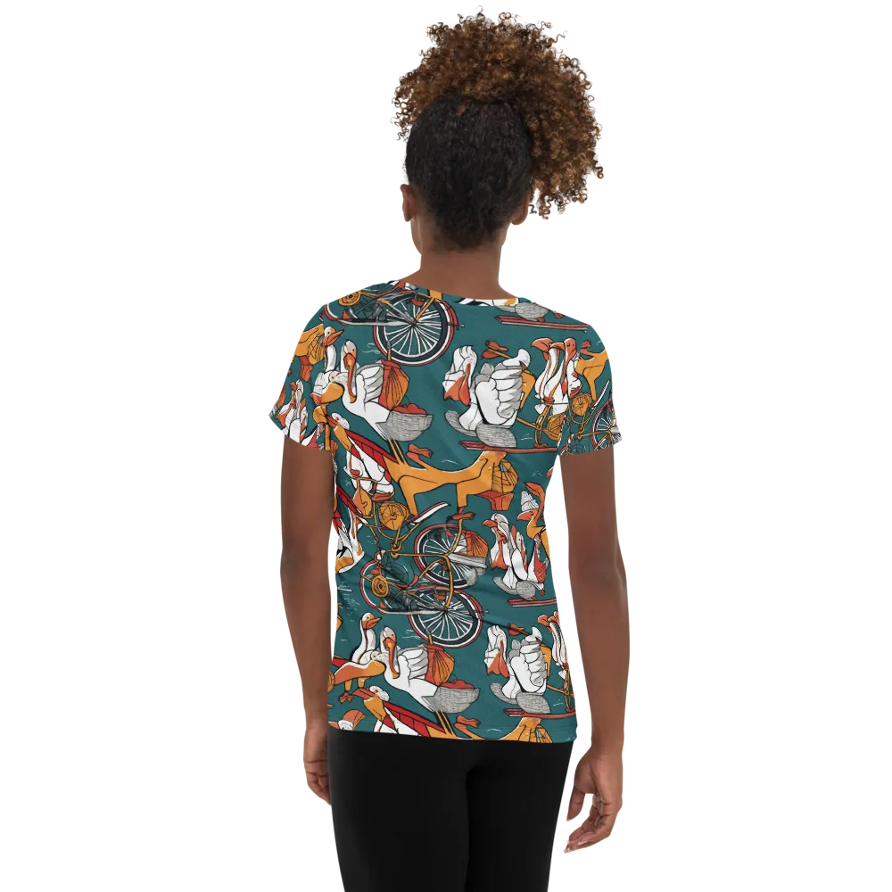 Pelican Velodrome on Women's Athletic T-Shirt — Back