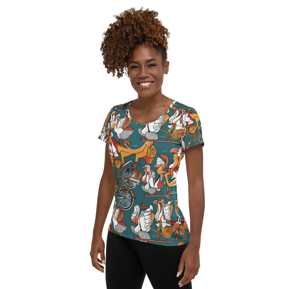 Pelican Velodrome on Women's Athletic T-Shirt — Left