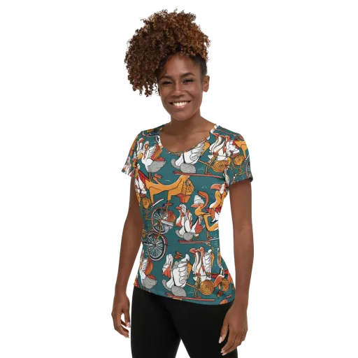 Pelican Velodrome on a Women's Athletic T-Shirt