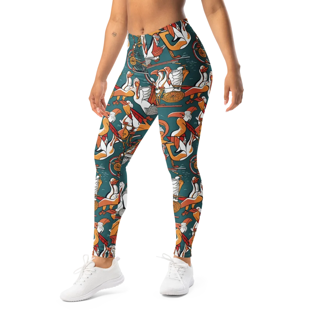 Pelican Velodrome on Leggings — Left Front