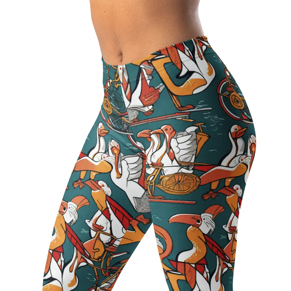 Pelican Velodrome on Leggings — Left Front