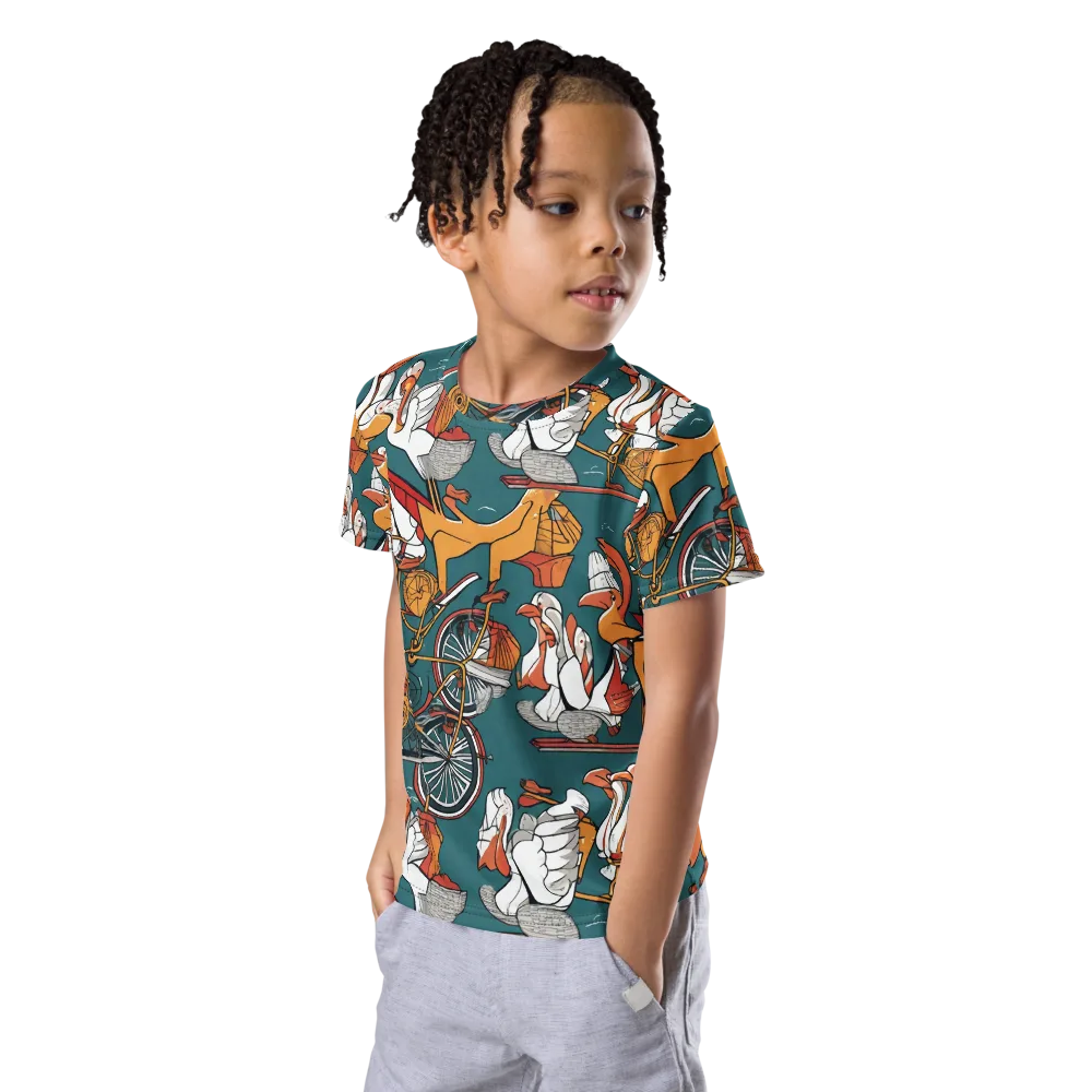 Pelican Velodrome on Kids Crew Neck T-Shirt — Left Front