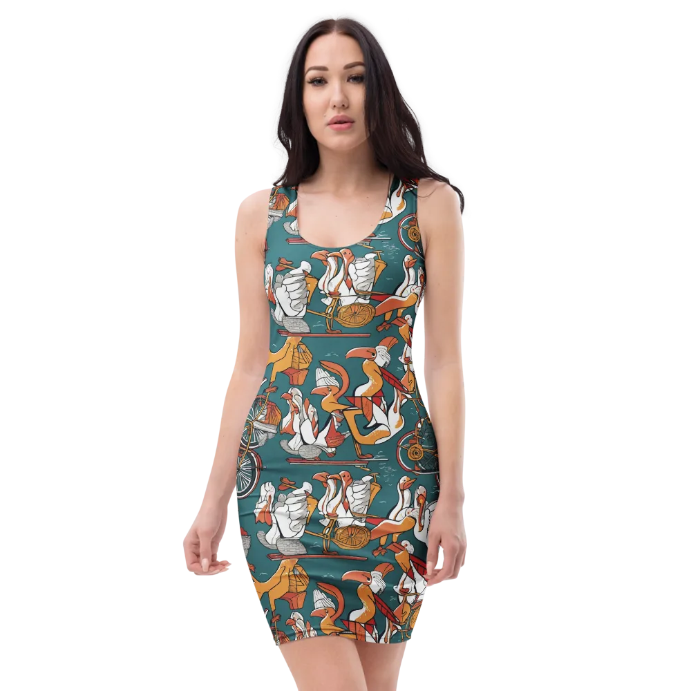 Pelican Velodrome on Bodycon Dress — Front