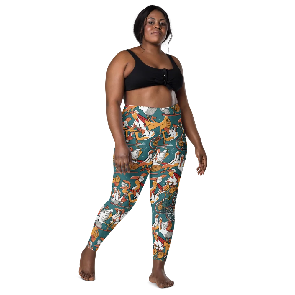 Pelican Velodrome on Leggings with Pockets — Front
