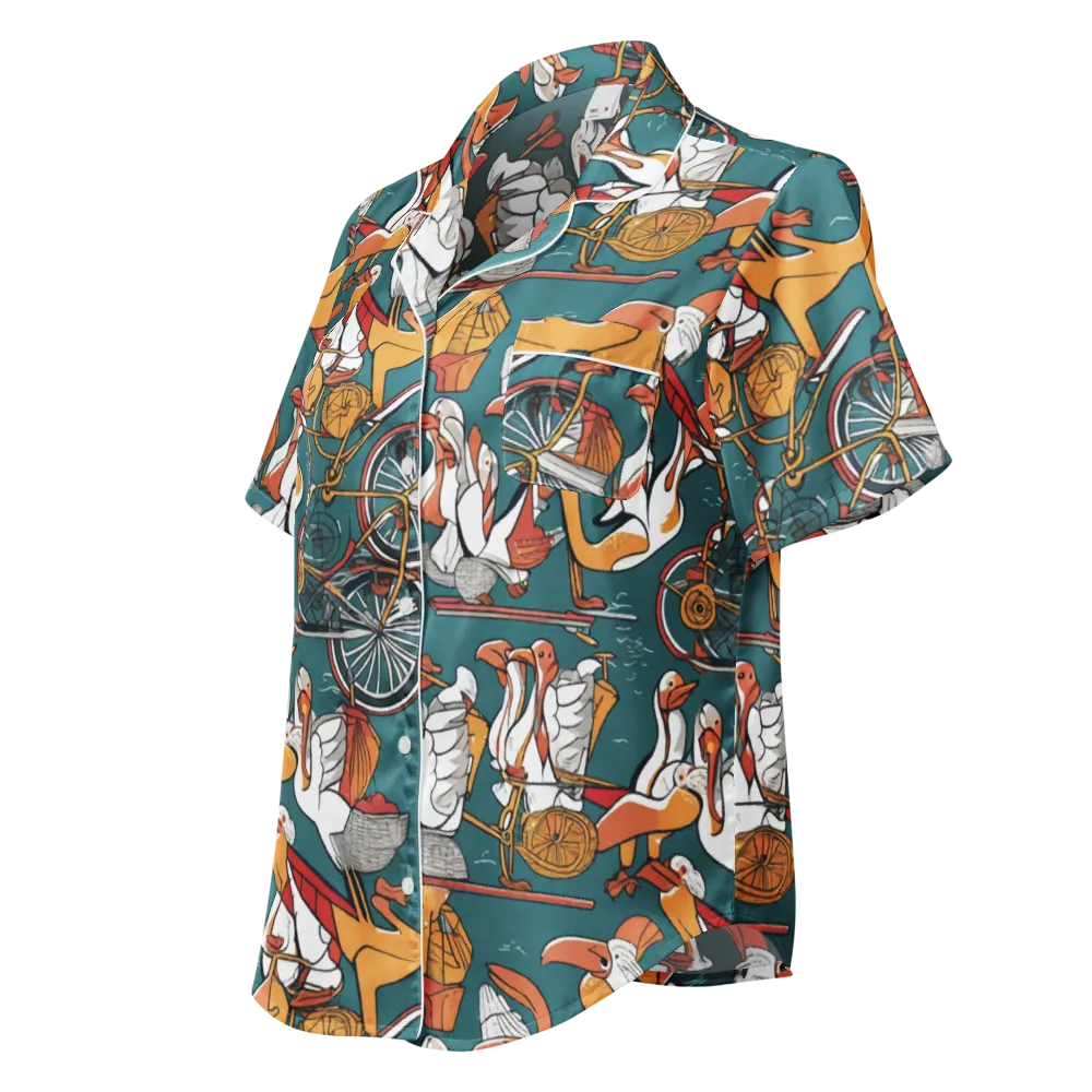 Pelican Velodrome on Women's Short Sleeve Pajama Top — Left Front