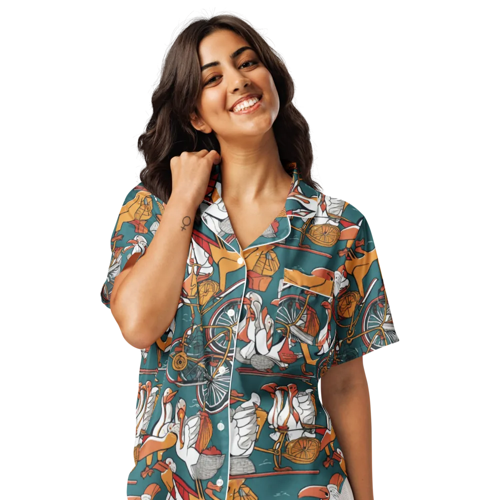 Pelican Velodrome on Women's Short Sleeve Pajama Top — Front