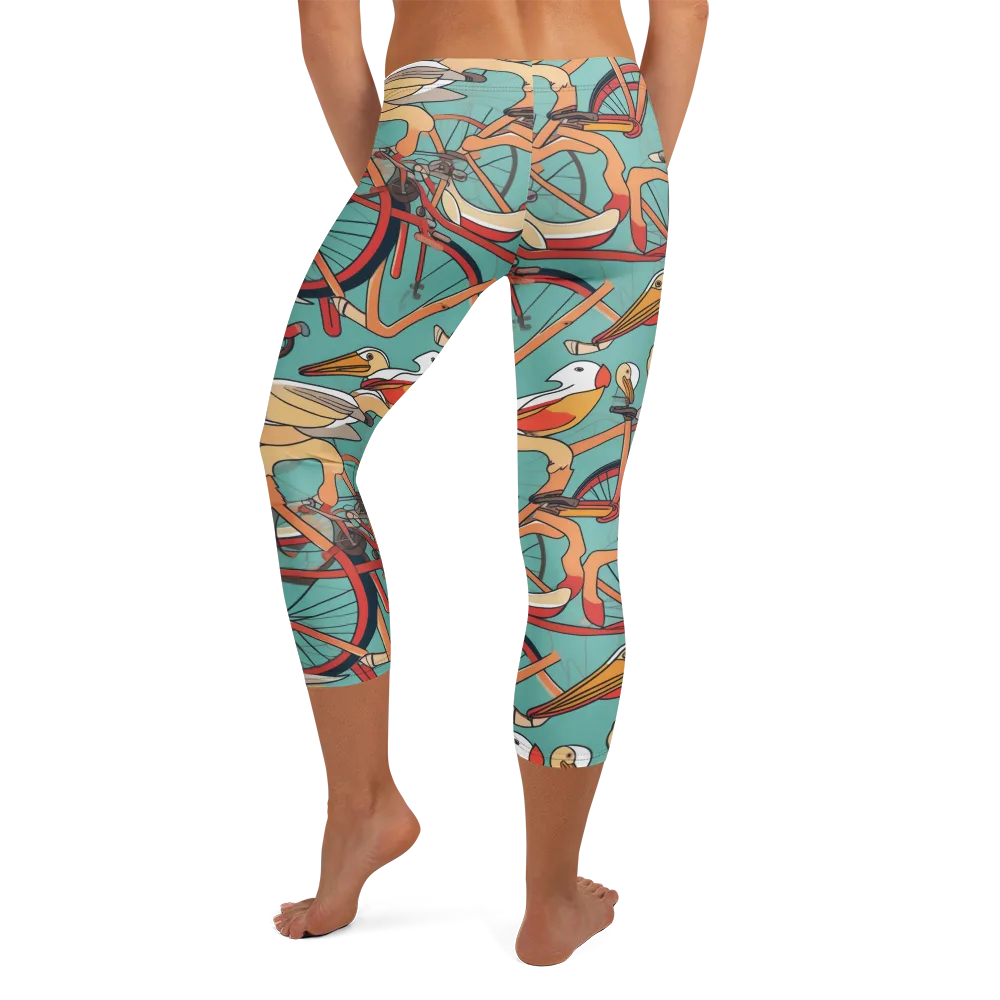 Pelican Pedal Parade on Capri Leggings — Back