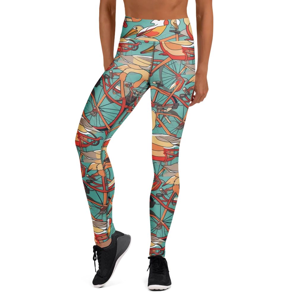 Pelican Pedal Parade on Yoga Leggings — Front