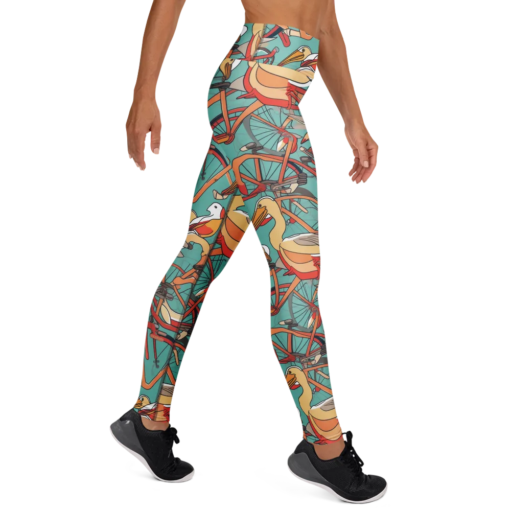 Pelican Pedal Parade on Yoga Leggings — Right