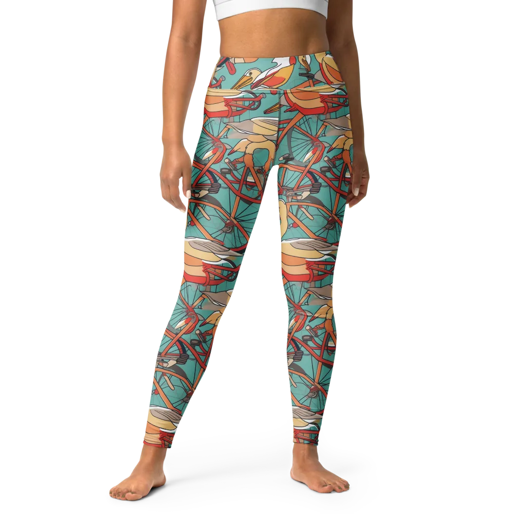 Pelican Pedal Parade on Yoga Leggings — Front