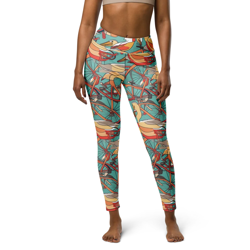 Pelican Pedal Parade on Yoga Leggings — Front