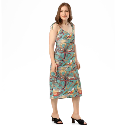 Pelican Pedal Parade on a Slip Dress