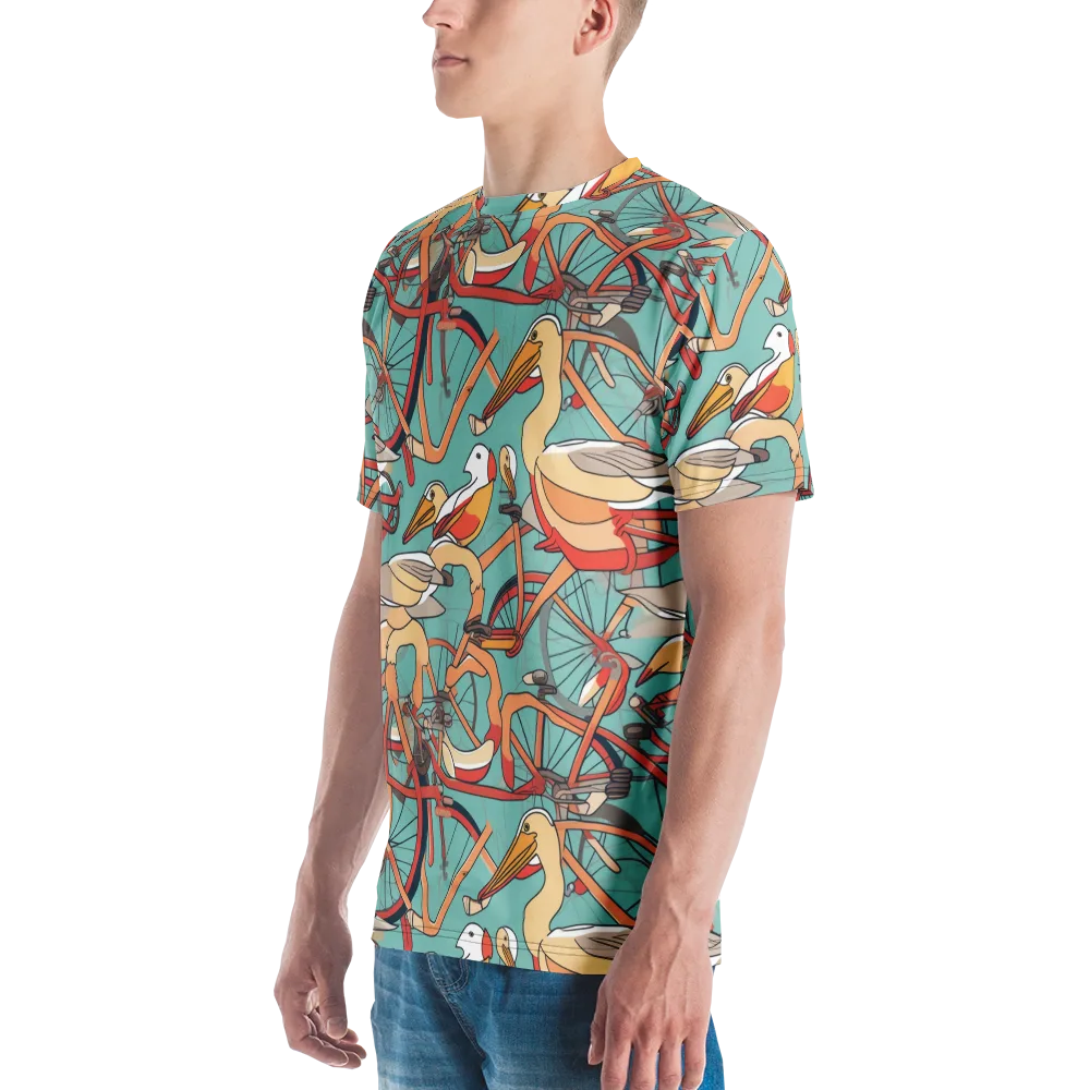 Pelican Pedal Parade on Men's Crew Neck T-Shirt — Left