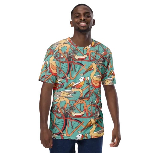 Pelican Pedal Parade on a Men's Crew Neck T-Shirt