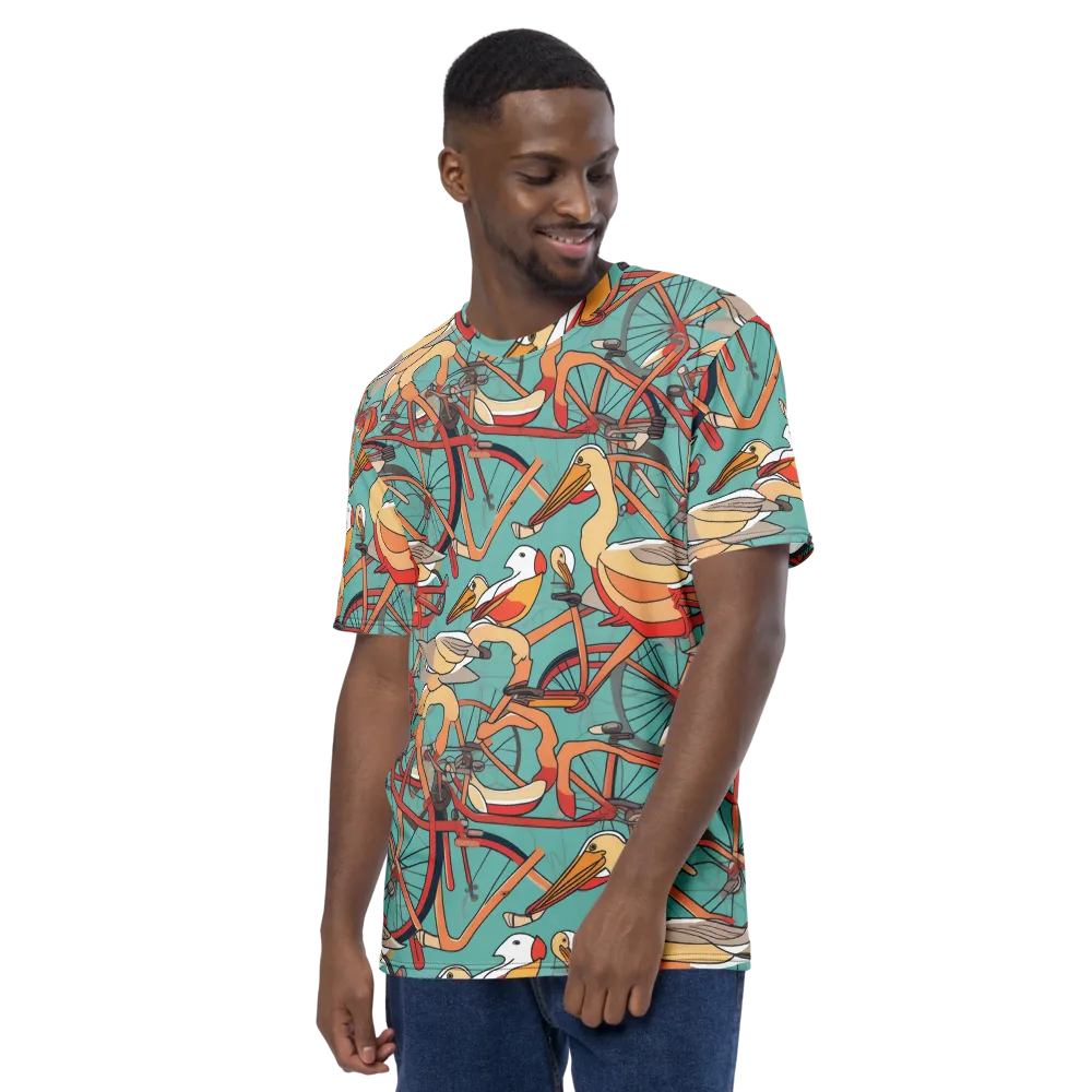 Pelican Pedal Parade on Men's Crew Neck T-Shirt — Left