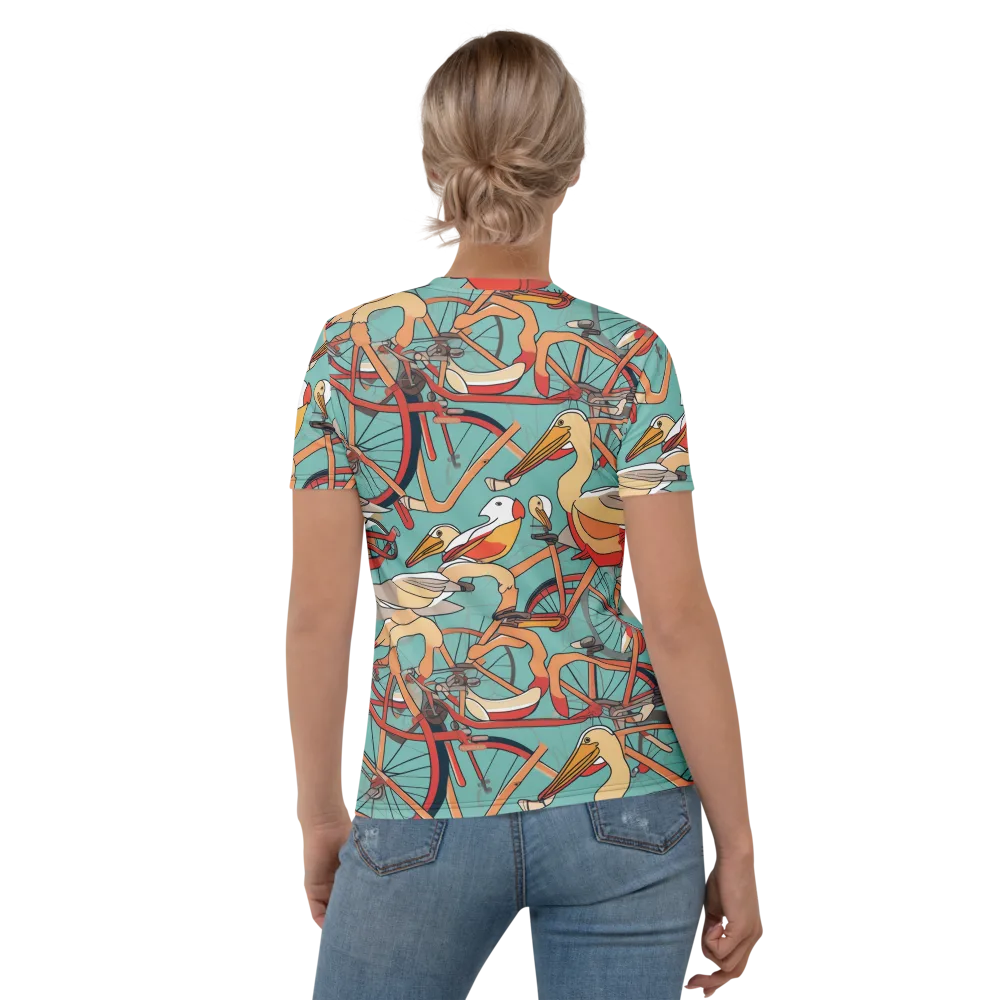Pelican Pedal Parade on Women's Crew Neck T-Shirt — Back