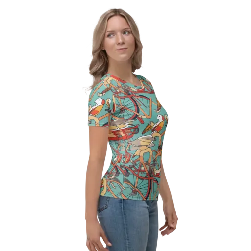 Pelican Pedal Parade on a Women's Crew Neck T-Shirt