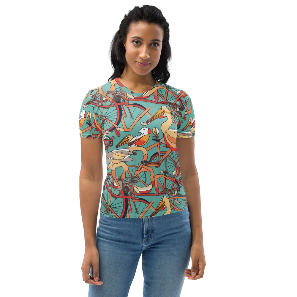 Pelican Pedal Parade on Women's Crew Neck T-Shirt — Front
